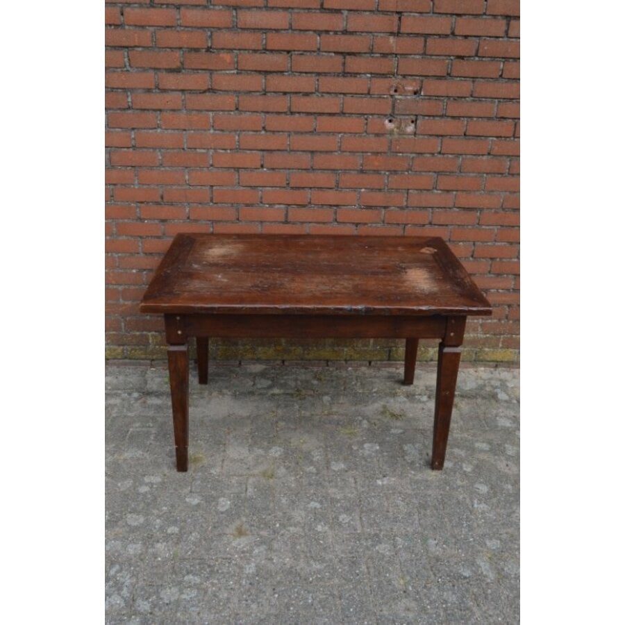 Klassieke teak eettafel met doorleefd blad-2