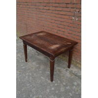 thumb-Klassieke teak eettafel met doorleefd blad-3
