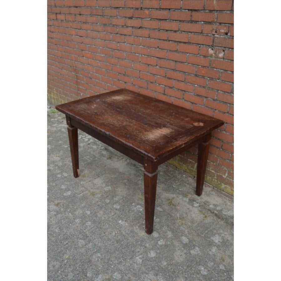 Klassieke teak eettafel met doorleefd blad-3