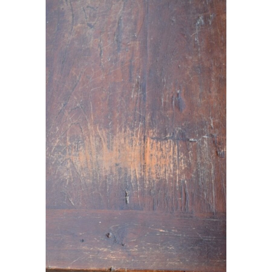 Klassieke teak eettafel met doorleefd blad-5