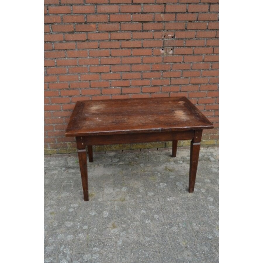 Klassieke teak eettafel met doorleefd blad-8