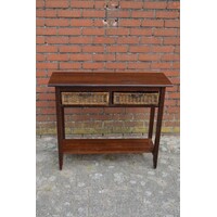 thumb-Koloniale sidetable met rotan lades en onderplank-1