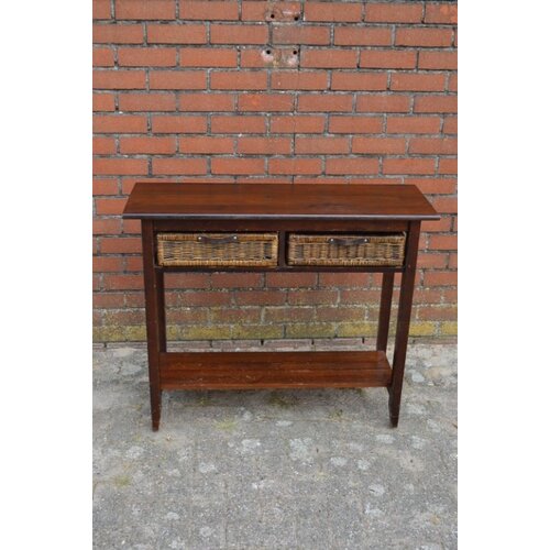 Koloniale sidetable met rotan lades 