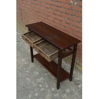 thumb-Koloniale sidetable met rotan lades en onderplank-6