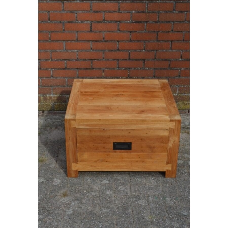 Landelijke vierkante salontafel van massief teakhout-2