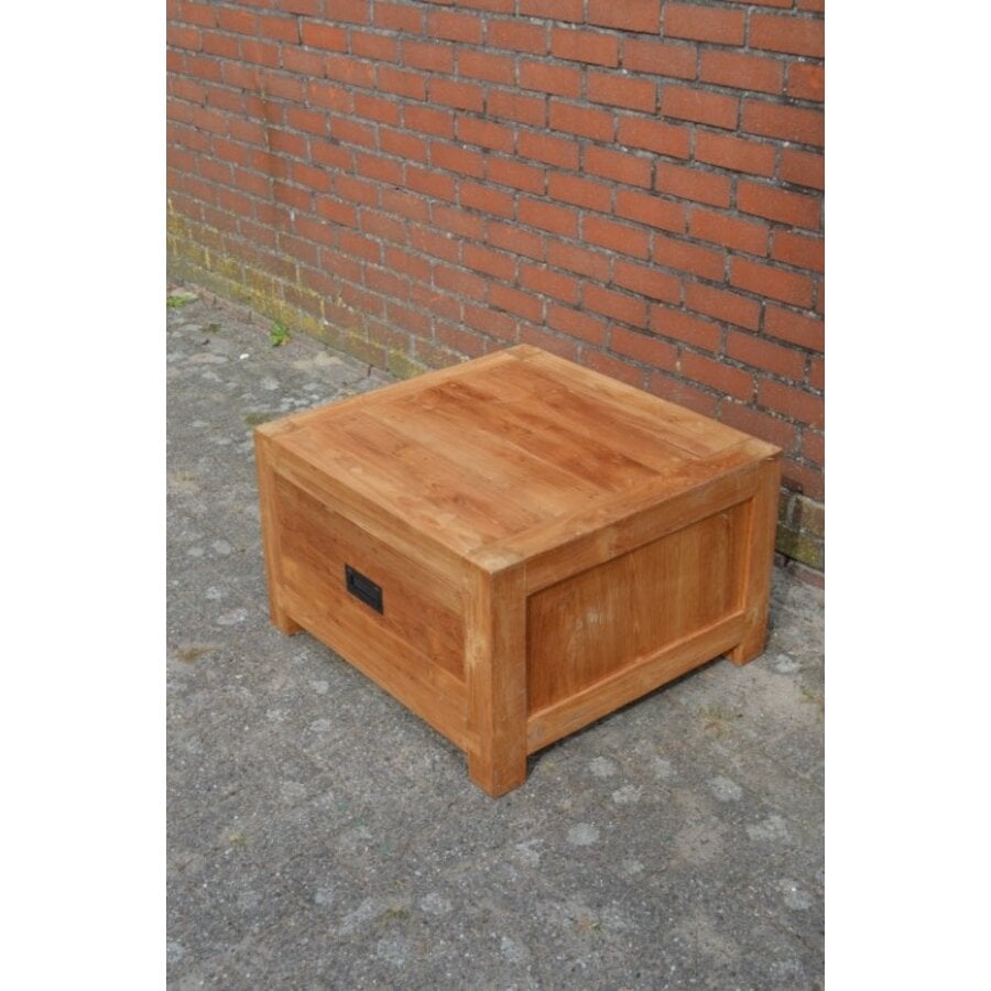 Landelijke vierkante salontafel van massief teakhout-4