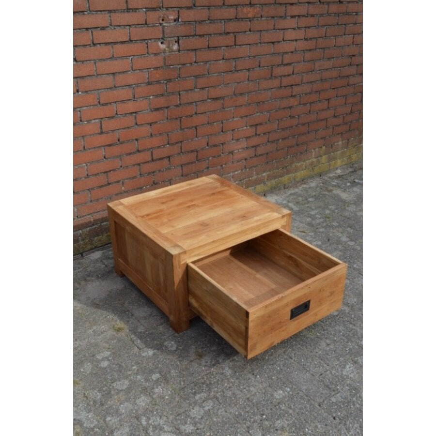 Landelijke vierkante salontafel van massief teakhout-5