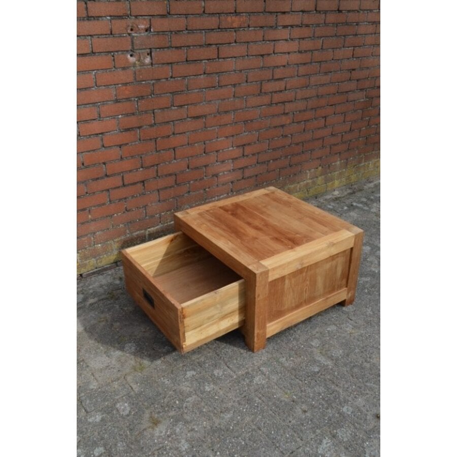 Landelijke vierkante salontafel van massief teakhout-6