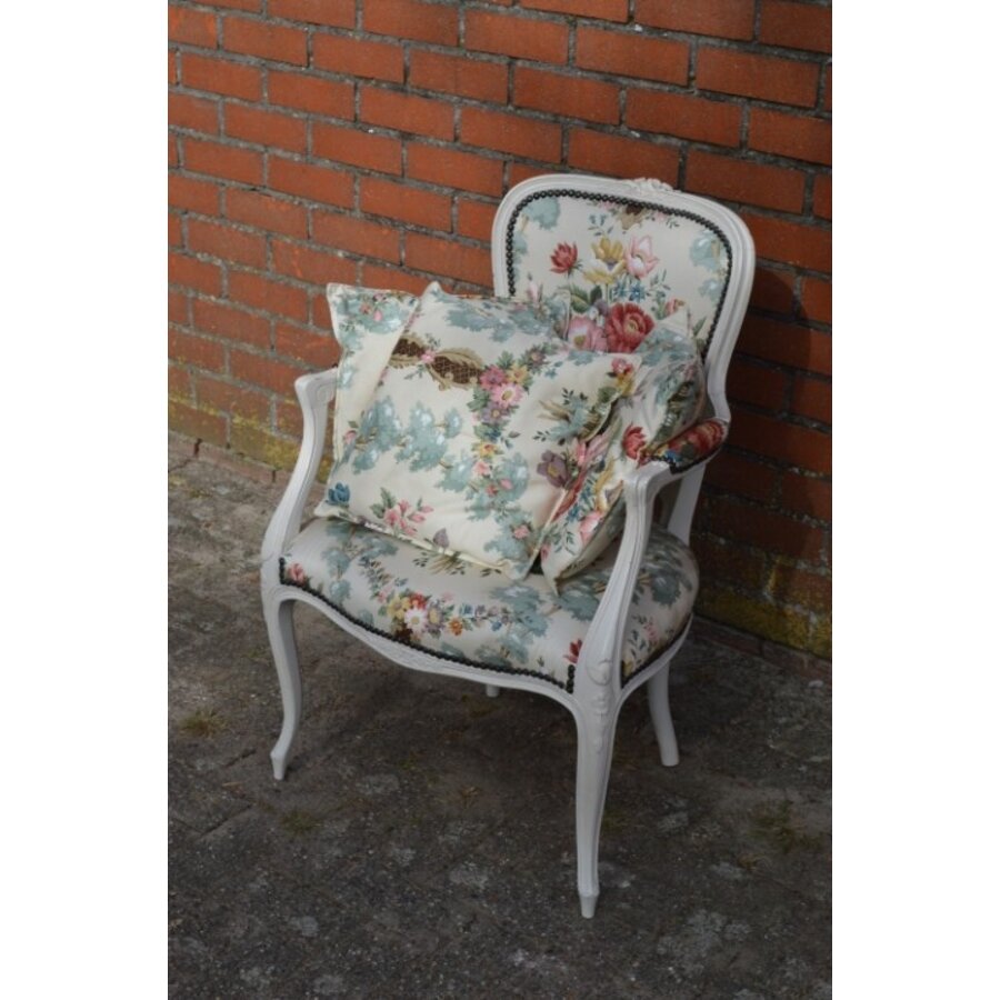 Louis XV barok fauteuil met bloemenprint-2