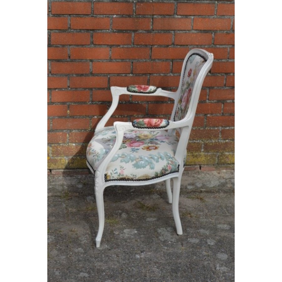 Louis XV barok fauteuil met bloemenprint-6