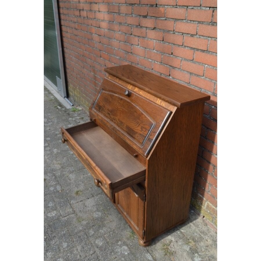 Klassieke eikenhouten klepsecretaire-5