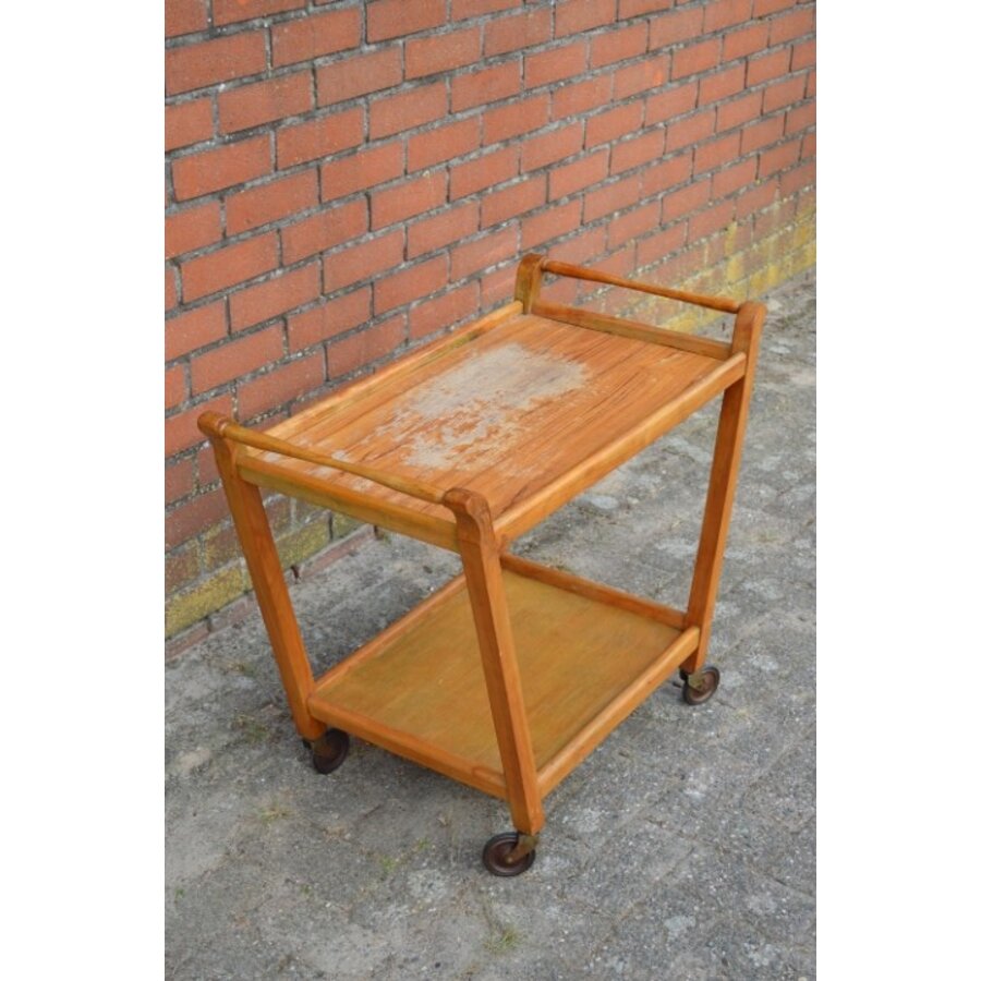 Vintage houten serveerwagen jaren 50/60-7