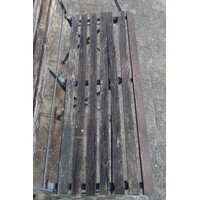 thumb-Brocante metalen klapbank met houten zitting-2