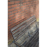 thumb-Brocante metalen klapbank met houten zitting-4