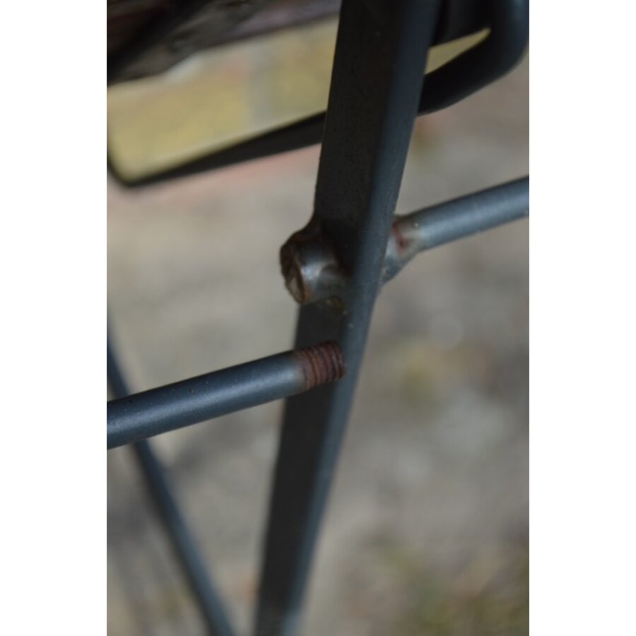 Brocante metalen klapbank met houten zitting-5