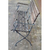 thumb-Brocante metalen klapbank met houten zitting-6