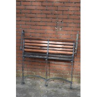 thumb-Brocante metalen klapbank met houten zitting-8