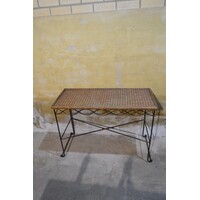 thumb-Vintage rotan sidetable met smeedijzer-1