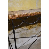 thumb-Vintage rotan sidetable met smeedijzer-8