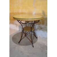thumb-Vintage rond tafeltje met rotan en glas-1