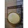 Ovale wandspiegel met rotan en metaal