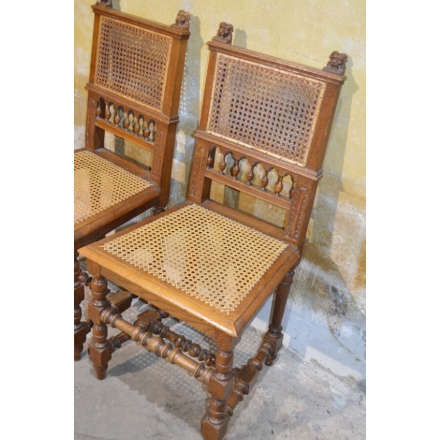 Mechelse eiken stoelen met leeuwenkoppen-2