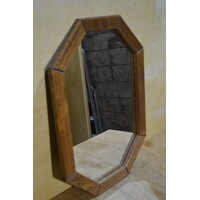 thumb-Vintage achthoekige langwerpige eiken wandspiegel-5