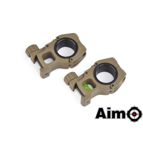 Aim-O  M10 1 inch to 30mm Scope Rings With Level DE