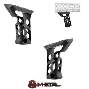 Metal CNC KeyMod System Long Angled Grip - Black