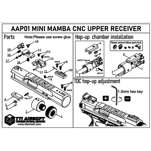 TTI AAP-01 Mini Mamba CNC Upper Receiver Kit - Black