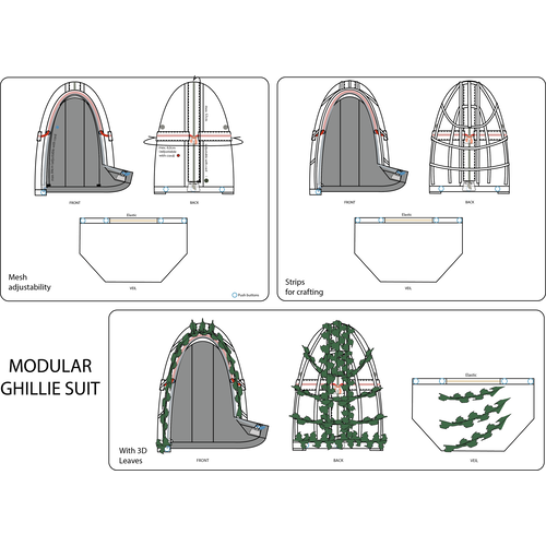 Novritsch Modular 3D Ghillie Suit - Hood - Flecktarn