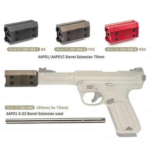 Action Army AAP01/01C Barrel Extension 70mm - Red