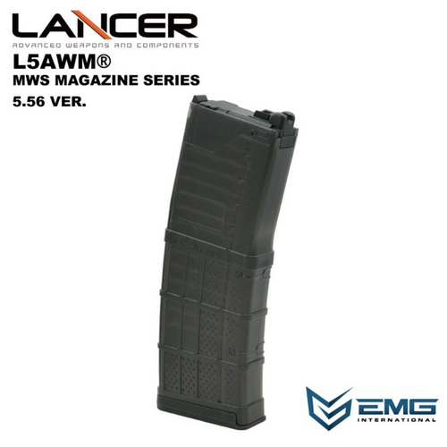 Angrygun EMG Lancer Systems L5AWM V2 Marui M4 GBB MWS Magazine (5.56-Translucent Smoke)