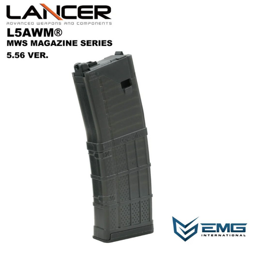 Angrygun EMG Lancer Systems L5AWM V2 Marui M4 GBB MWS Magazine (5.56-Translucent Smoke)