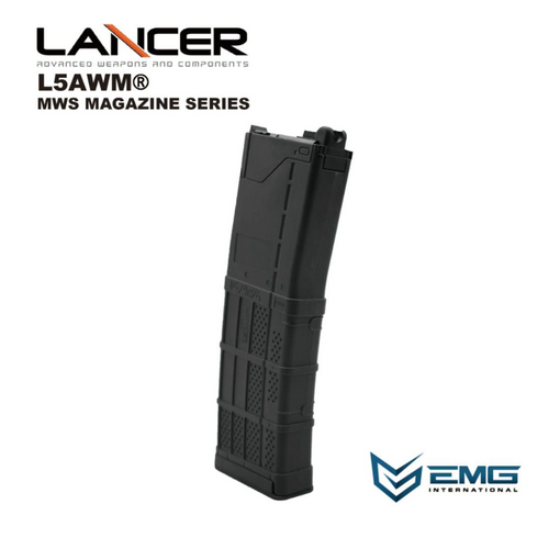 Angrygun Emg Lancer Systems Licensed L5Awm V2 Marui M4 GBB MWS 35rd Magazine (5.56-Opaque Black)