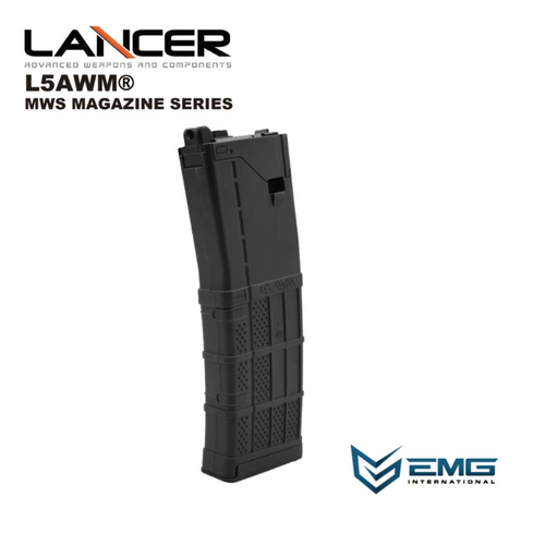 Angrygun Emg Lancer Systems Licensed L5Awm V2 Marui M4 GBB MWS 35rd Magazine (5.56-Opaque Black)