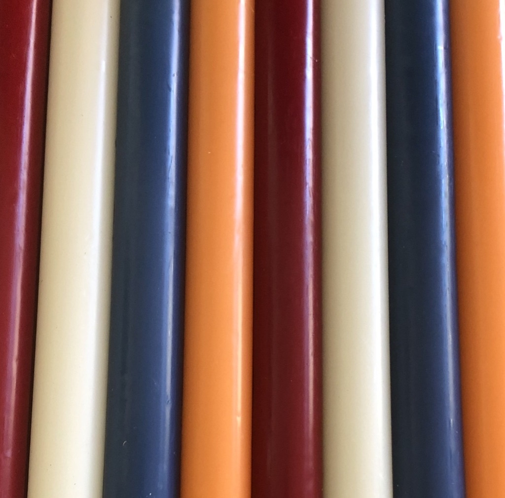A package of 10 candles in the colours of the Dutch Flag.