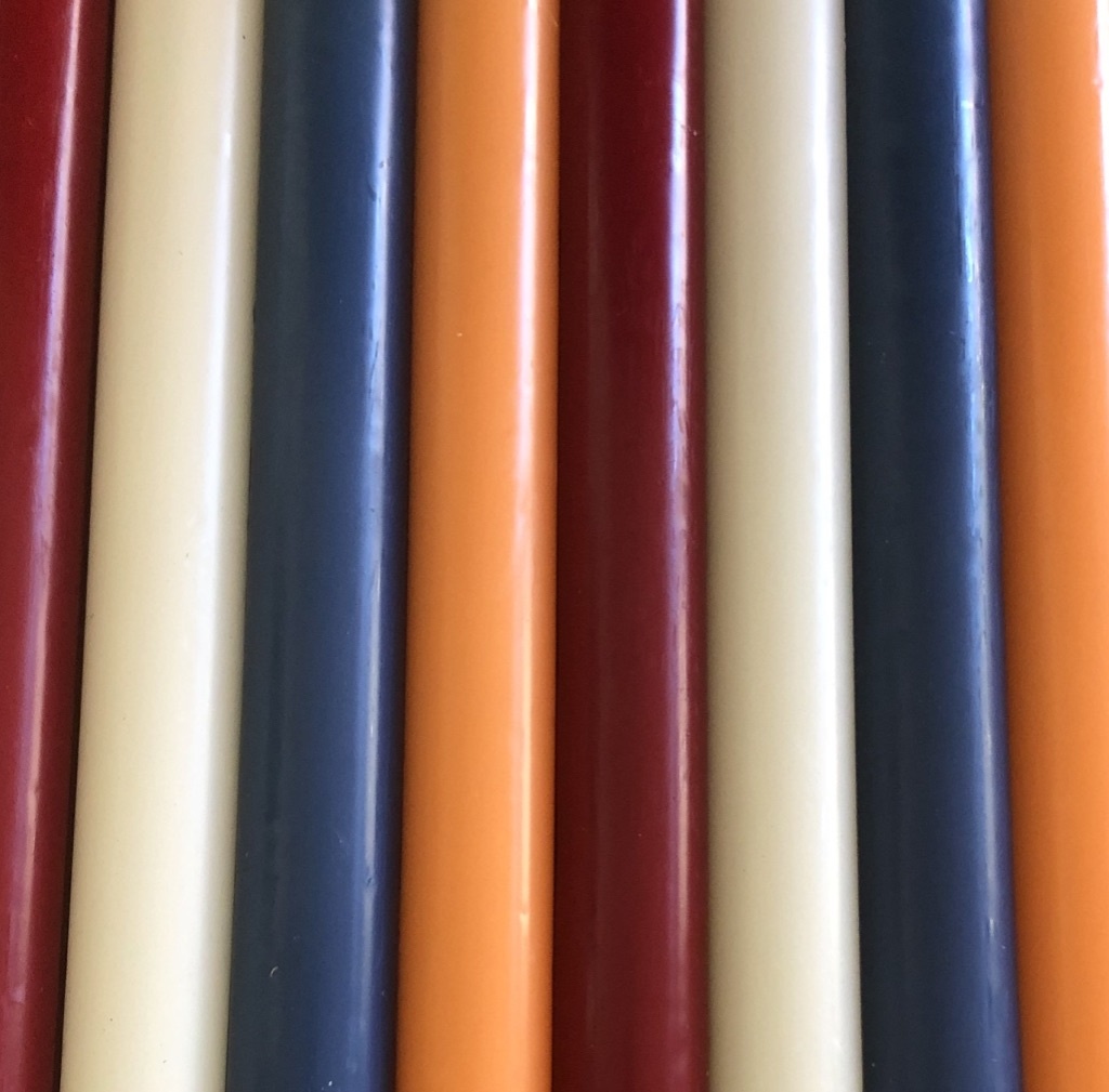 A package of 10 candles in the colours of the Dutch Flag.