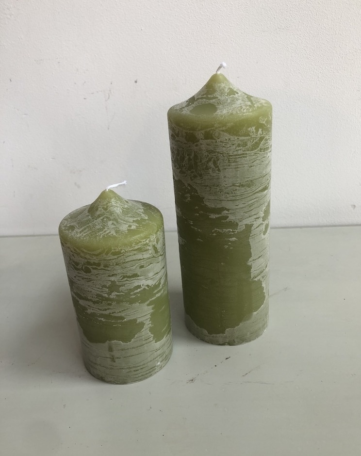 Top quality block candle, olive