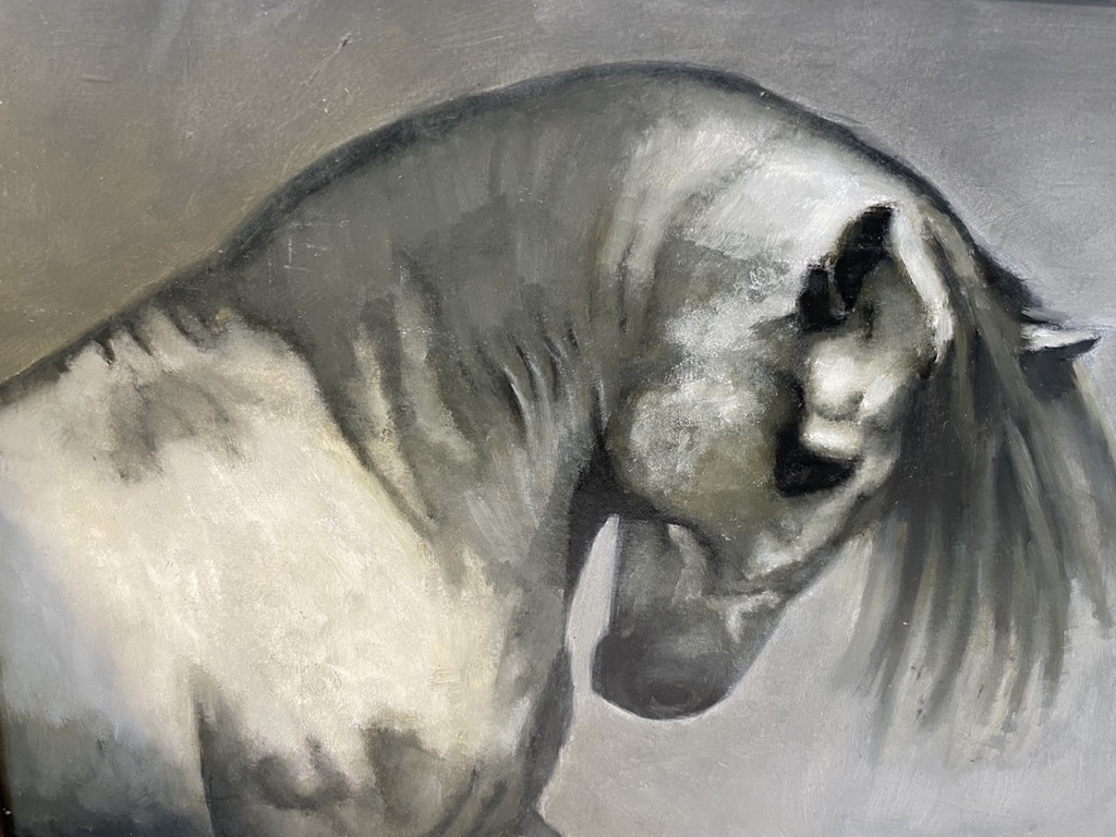 Painting of PRE stallion in a frame