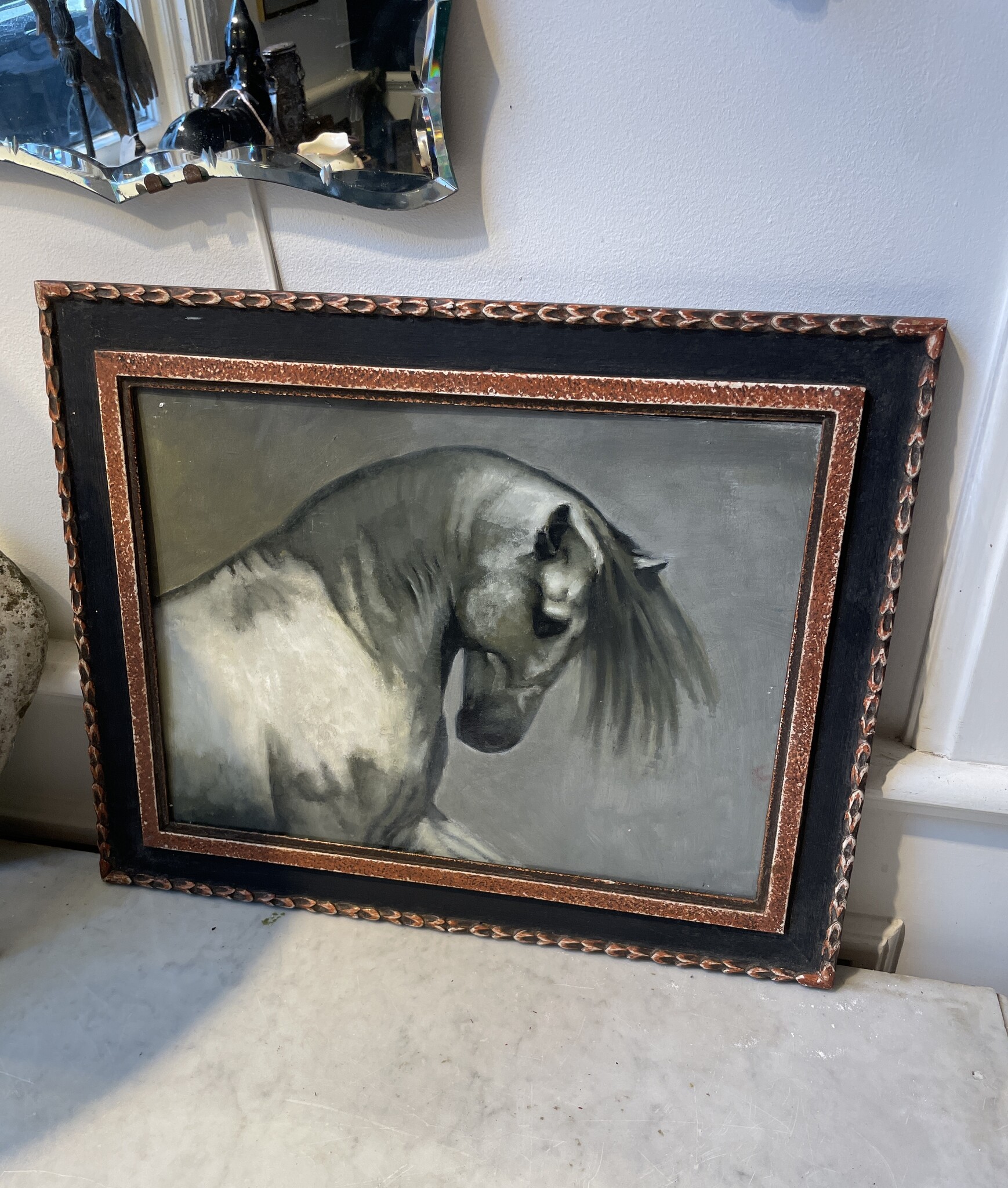 Painting of PRE stallion in a frame