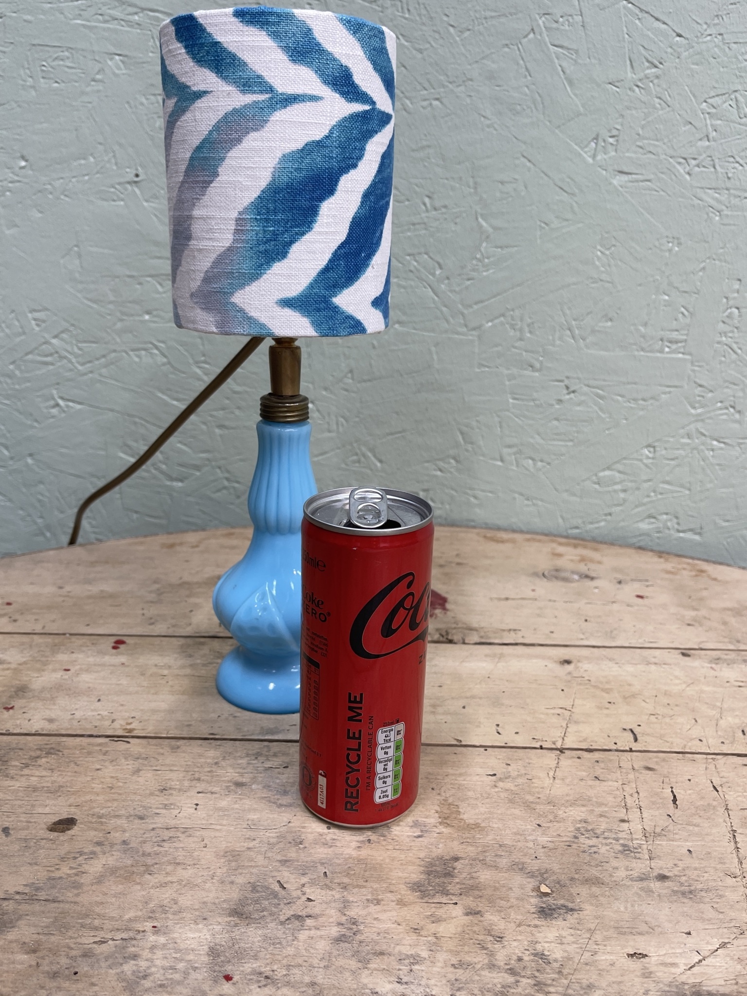 Antique opaline lamp with shade with waves