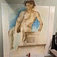 Painting in 5 panels of a stunning naked man