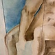 Painting in 5 panels of a stunning naked man