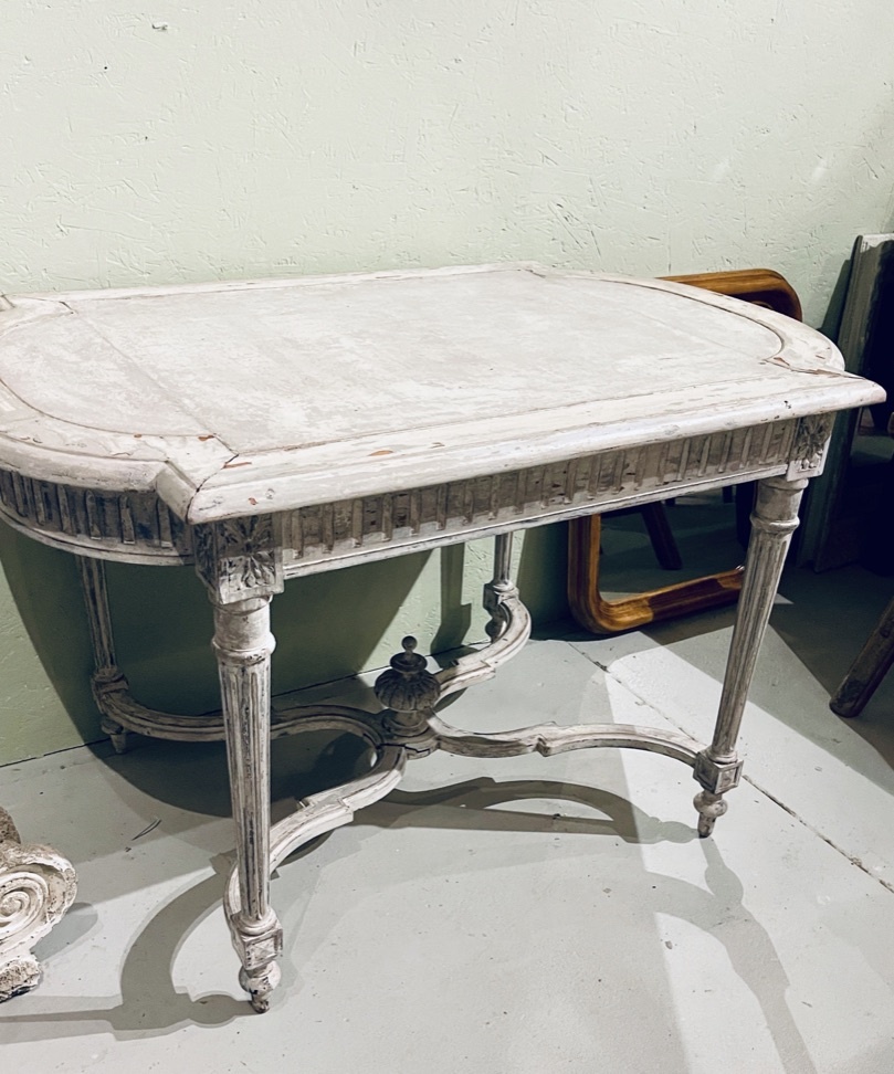Antique French table with cross between the legs