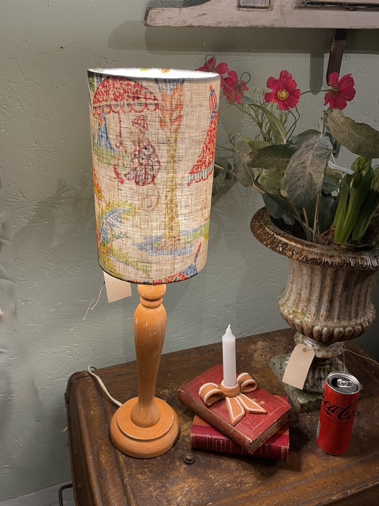 Vintage lamp with happy monkey lampshade