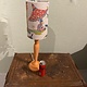 Vintage lampje met lampenkapje met blije aapjes
