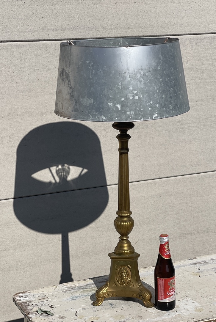 Lamp made from a antique church candlestick, with or without  shade