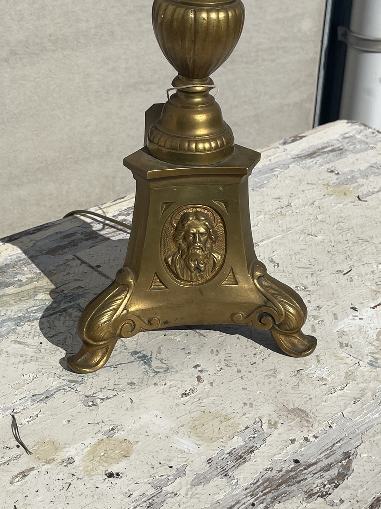 Lamp made from a antique church candlestick, with or without  shade