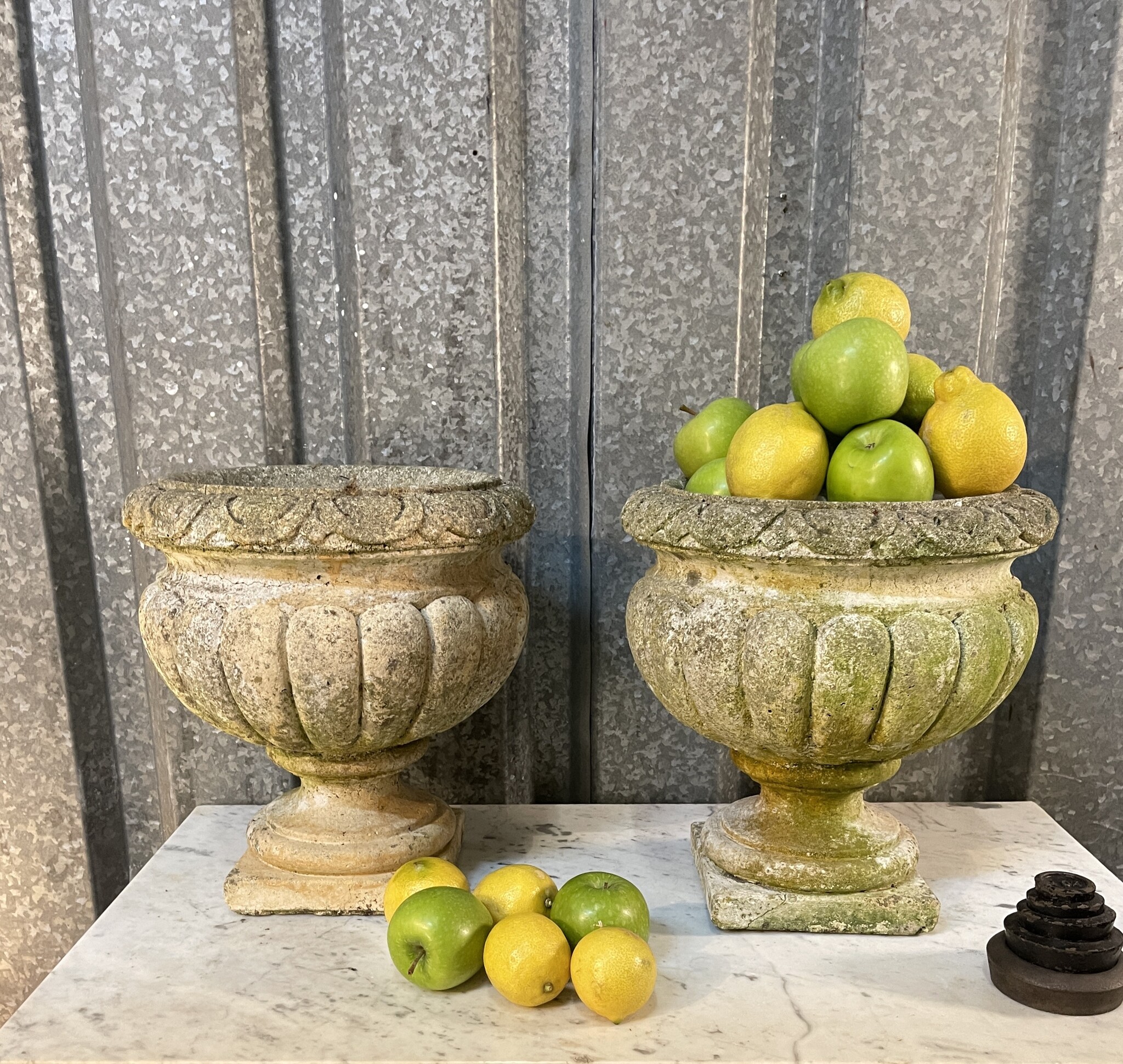 Pair of vintage cement planters